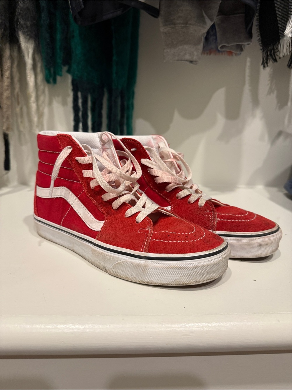 Vans Sk8-Hi Red and White High-Top Sneakers